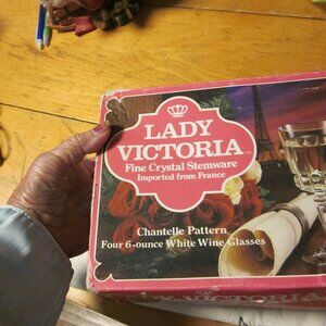 VTG 80s Lady Victoria Crystal stemware lot 4 new in box lot of 4 made in France